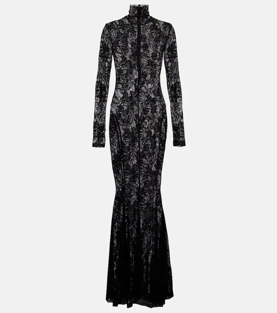 Norma Kamali Semi-sheer lace gown | Mytheresa (INTL)