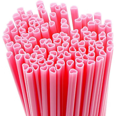 4E’s Novelty 100 Pink Heart Shaped Plastic Straws – Individually Wrapped Disposable Straws | Target
