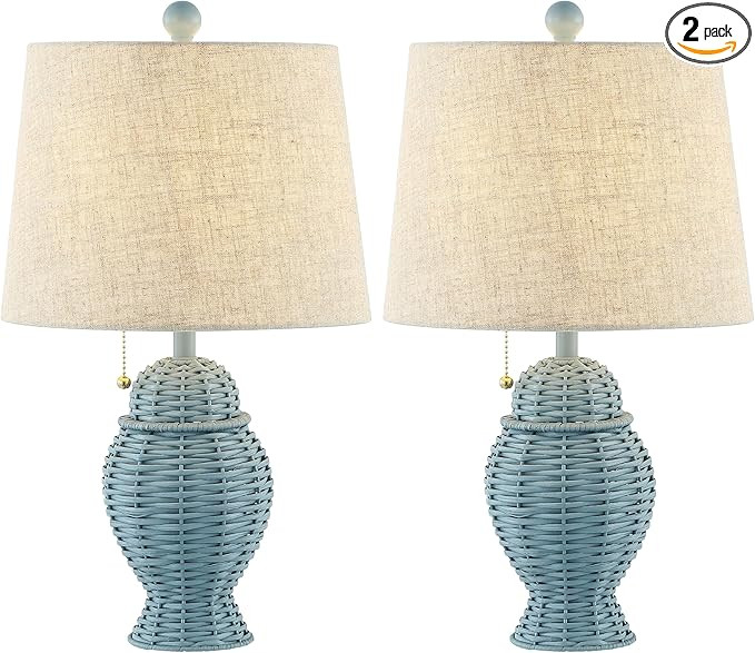 JONATHAN Y JYL4041B-SET2 Margie Wicker 20.5" Bohemian Rustic Iron LED Table Lamp Farmhouse, Coast... | Amazon (US)