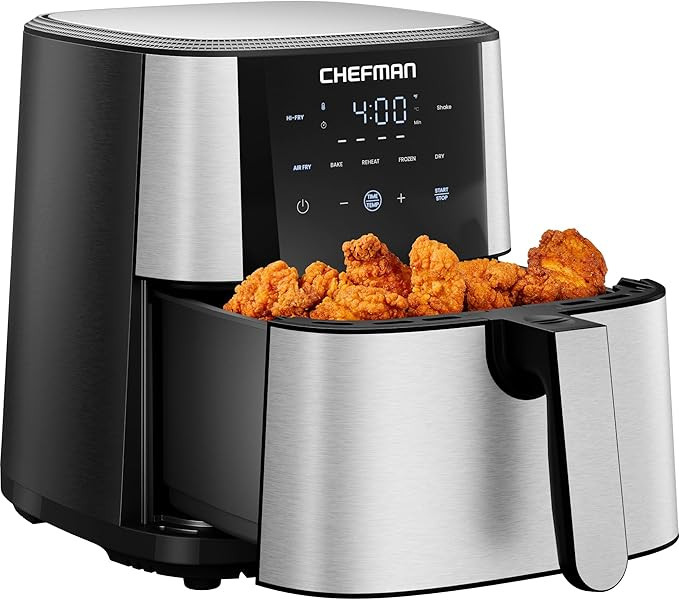 Chefman Air Fryer 6 Qt | TurboFry® 5-in-1 with 450°F Hi-Fry Option for Crispier Results | Bake,... | Amazon (US)