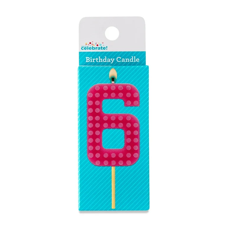 Pink Building Block Number 6 Birthday Candle, by Way To Celebrate | Walmart (US)