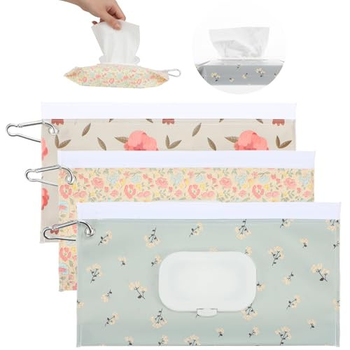 3 Pcs Baby Wipe Travel Case Portable Reusable Wipes Pouch Waterproof and Dustproof Baby Wipes Dispenser is Suitable for Diaper Bags and Strollers, and It is Easy to Keep Wipe Fresh | Amazon (US)