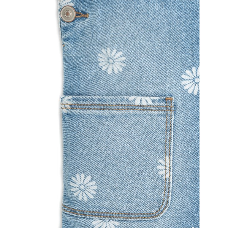Wonder Nation Toddler Girl Floral Denim Shortall, 12M-5T | Walmart (US)