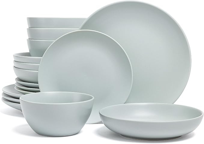 over&back Coupe Dinnerware Set - Stoneware Dishes - Comes with 4 Dinner Plates, 4 Salad Plates, 4... | Amazon (US)