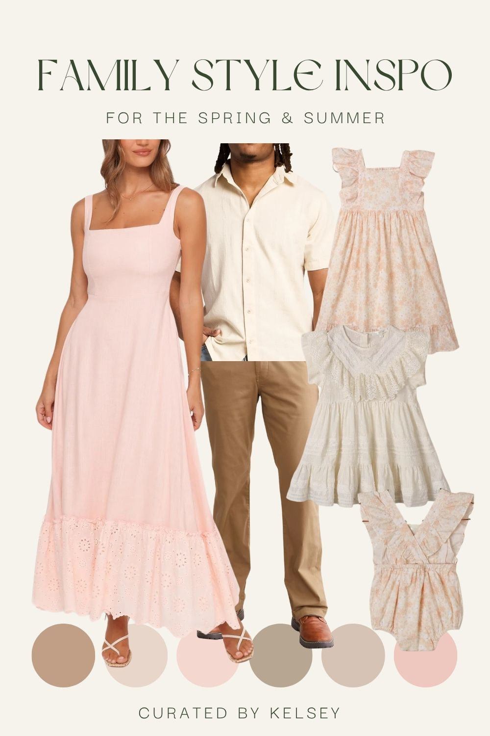 Blush pink and cream for the most romantic spring family photo look 🌸 Mom's blush eyelet maxi is giving all the feminine, dreamy vibes and dad's ivory button-down with khakis is the perfect complement. The girls' coordinating blush floral and ruffled cream dresses are absolutely precious — this palette works beautifully for Easter, spring portraits, or any outdoor session! All pieces linked below 🤍

#LTKfamily #LTKkids #familystyle #springphotos #blushpink #easteroutfits #familyphotooutfits #eyeletdress 

 #LTKmorningroutine #LTKPetite #LTKKids