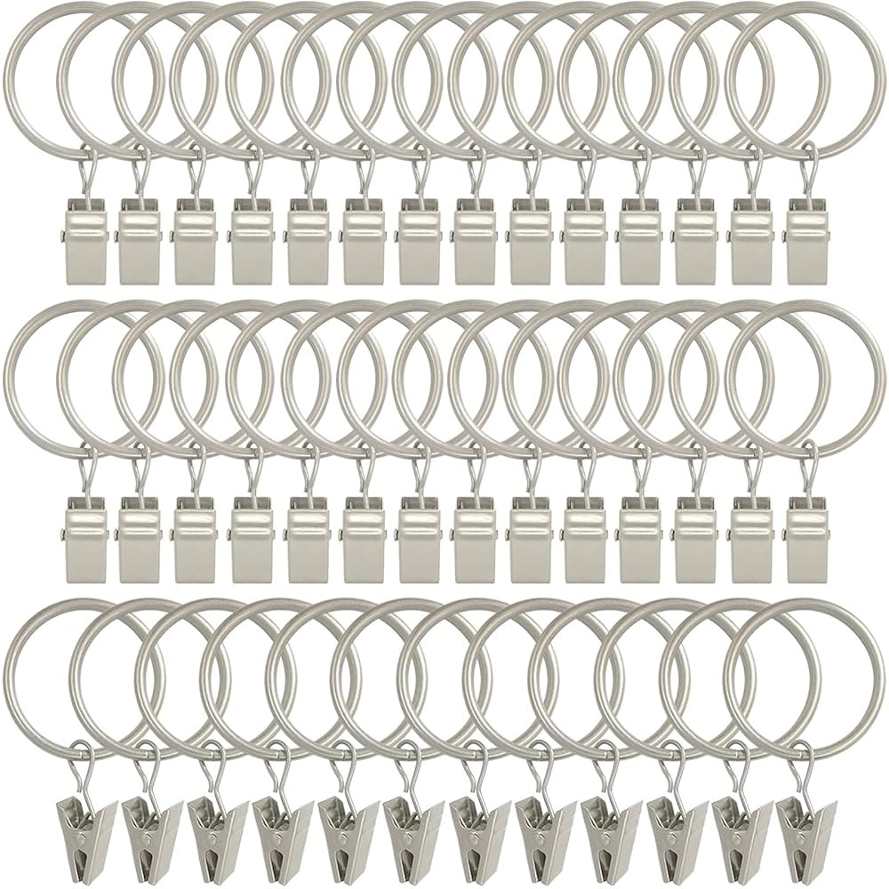 40 Pack Curtain Rings with Clips, Curtain Clip Rings Hooks, Bow Hanger Clips for Hanging Drapery ... | Amazon (US)