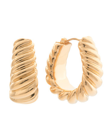 Made In Italy 14k Gold Torchon 1in Hoop Earrings | TJ Maxx