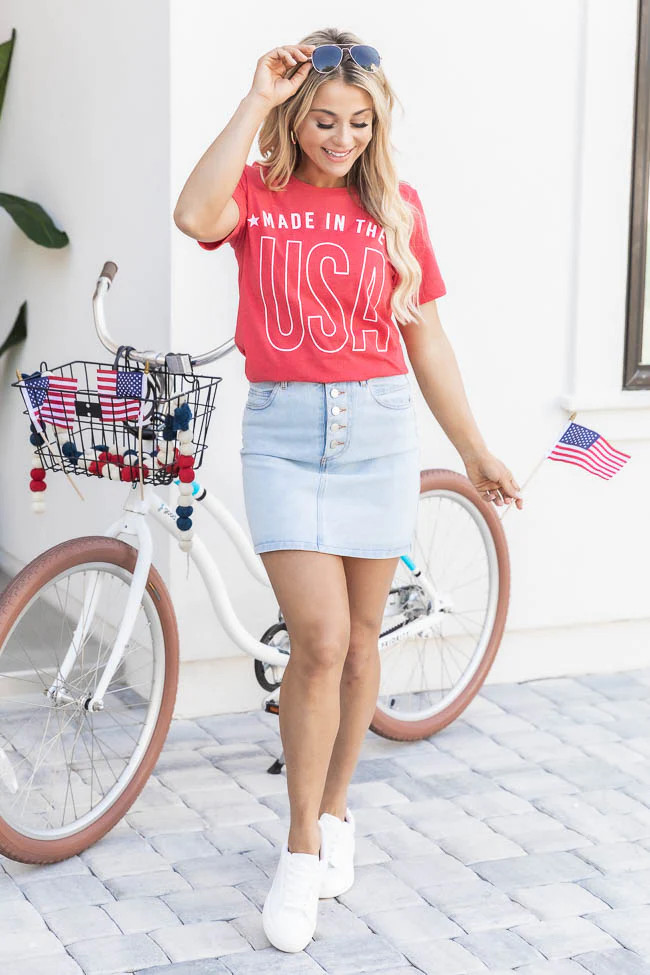 Made In The USA Red Graphic Tee | Pink Lily