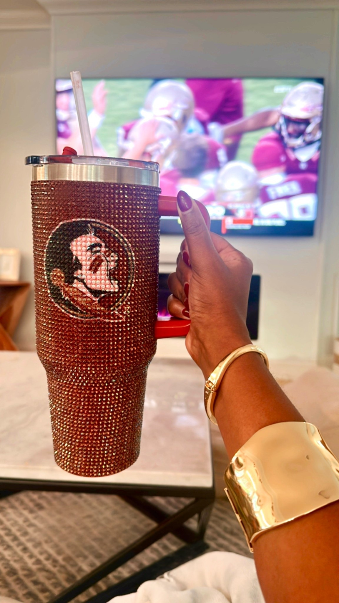 Garnet & gold looks better with a little shimmer in hand ✨🏈 

#GoNoles #NCAA #tumbler #college #gameday 

#LTKTravel #LTKParties #LTKActive