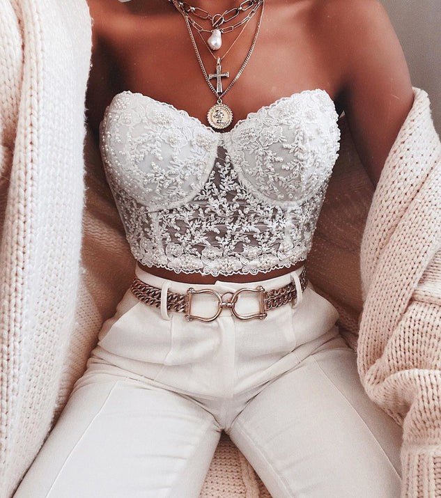 Pretty In Pearls Hand Beaded Bustier | Windsor Stores