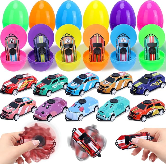12 Pack Prefilled Easter Eggs with Toys, Cars Fidget Spinner Toys Easter Basket Egg Hunt Stuffers... | Amazon (US)