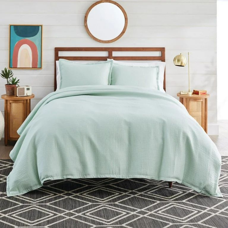 Better Homes & Gardens 3-Piece Sage Green Crinkled Gauze Duvet Set, Adult Full/Queen | Walmart (US)