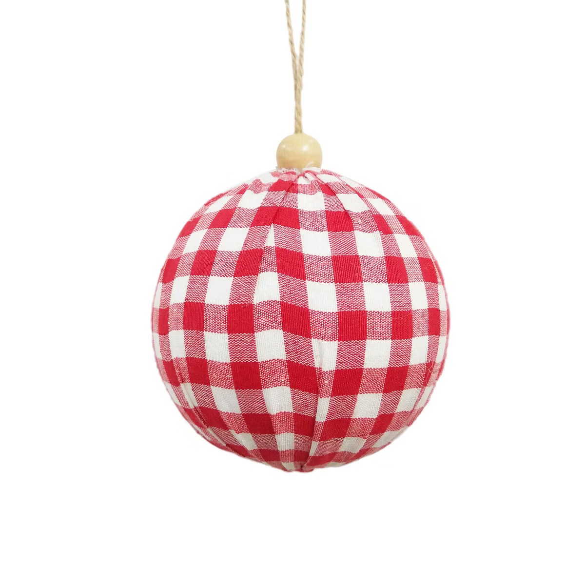 Vickerman 4" Red and White Plaid Cloth Ball Christmas Ornament, 4 pieces per box | Target