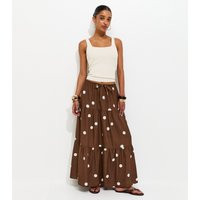 Women's Brown Polka Dot Tiered Midi Skirt New Look | New Look (UK)