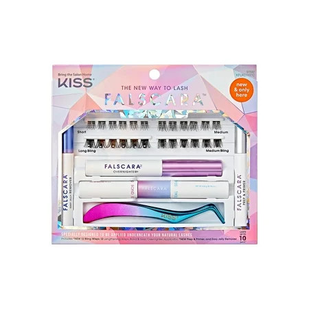 KISS Falscara Falscara, Lash Clusters, Ultimate Holiday Starter Kit, 10mm-12mm-14mm, 24 Wisps | Walmart (US)