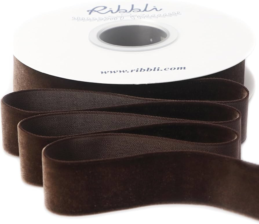 Ribbli Brown Velvet Ribbon 1 Inches Continuous10 Yard Spool Christmas Ribbon for Gift Wrapping Cr... | Amazon (US)