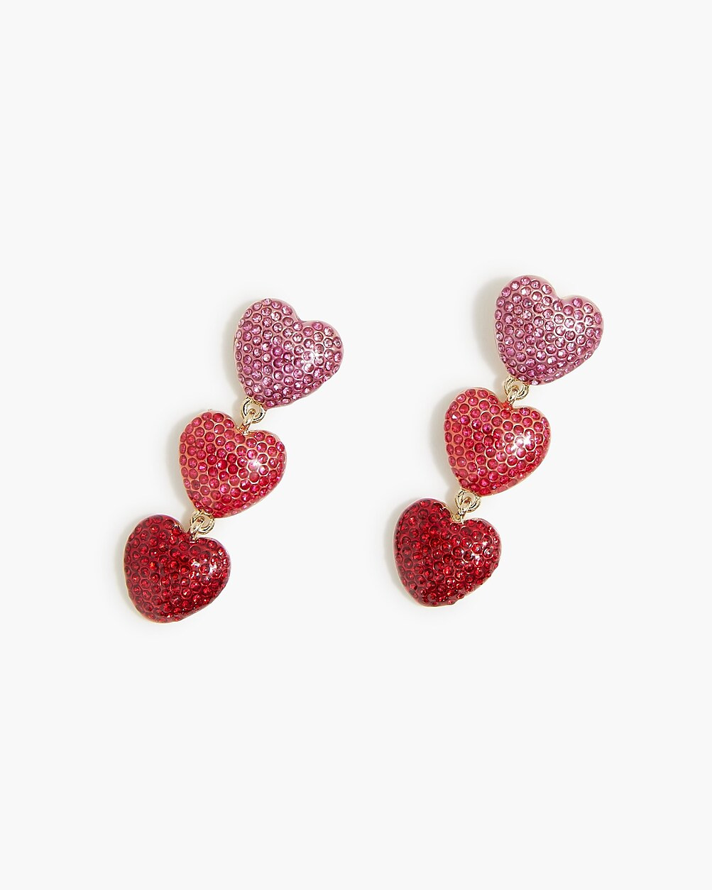 Pav&eacute; triple heart statement earrings | J.Crew Factory
