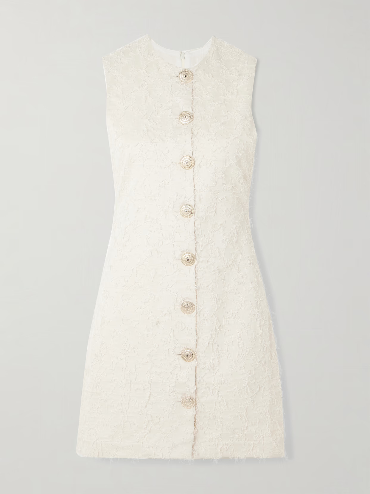 DESTREE - Camille Frayed Organic Cotton-twill Mini Dress - Neutrals | NET-A-PORTER (US)