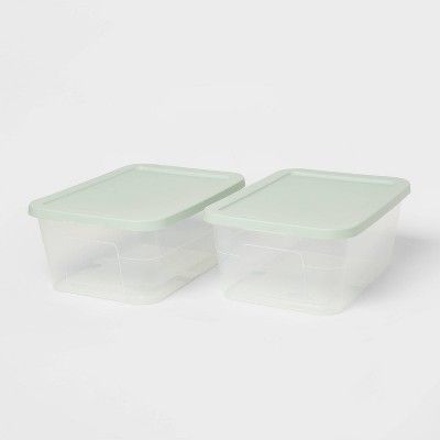 2pk 16qt Clear Storage Boxes Green - Room Essentials&#8482; | Target