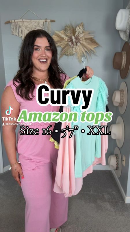 Looking for cute affordable tops for Summer? ☀️🌴🐚 Trying on 4 different styles from Amazon under $30. Wearing a size XXL in each and all come in more color options. Jeans size 14 plus 

#LTKStyleTip #LTKMidsize #LTKVideo
