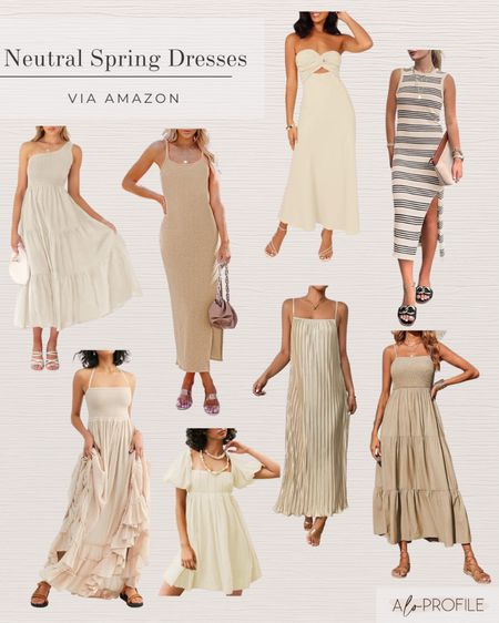 Neutral Spring Dresses // Amazon fashion, Amazon spring fashion, Amazon dresses, Amazon resort wear, spring outfits, spring dresses, summer dresses, beige dresses, neutral spring outfits
