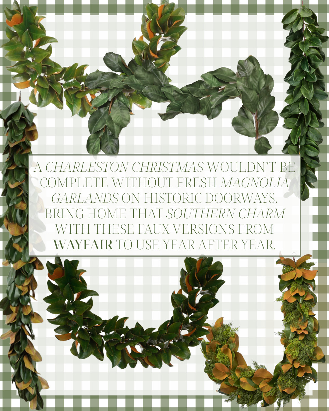 A Charleston Christmas wouldn’t be complete without magnolia garlands gracing historic doorways – bring home that southern charm with these realistic faux garlands for holiday decorating.
 @wayfair #AD #WayfairPartner #Wayfair
 

 #LTKSeasonal #LTKHome #LTKSaleAlert