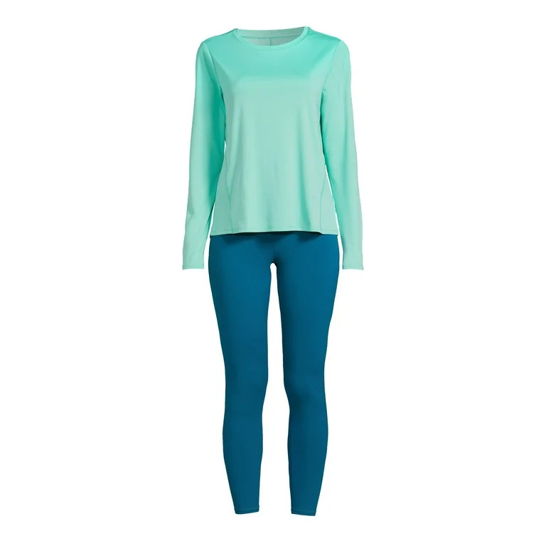 Athletic Works Women's Long Sleeve Tee and Leggings Set, 2-Piece | Walmart (US)
