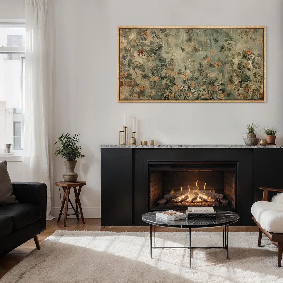 Minimalist Ink Branches Antique Retro Decor Extra Large Artwork Print Wall Art Bedroom | Wayfair North America