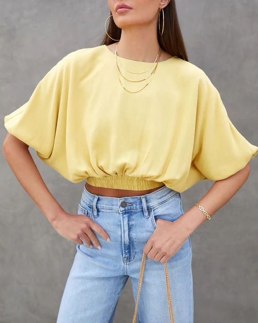 Kerry Smocked Short Sleeve Top - Dusty Mustard | VICI Collection