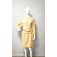 Vintage Buttery Yellow Pencil Skirt, Sweater Set, Sportempo, Straight Knit | Etsy (US)