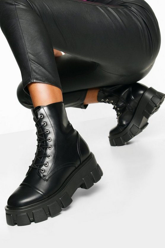 Chunky Cleated Combat Boots | Boohoo.com (US & CA)