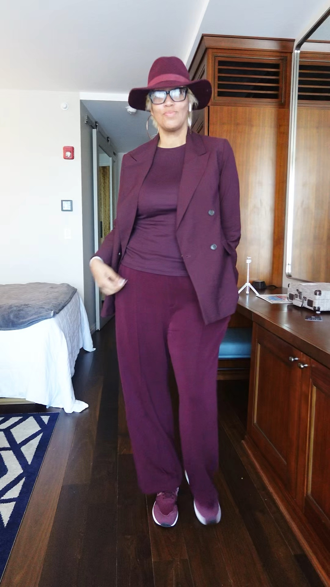 Airport-ready and still on point! ✈️ This comfy yet chic burgundy suit is my go-to for flights—stylish enough to walk straight into a meeting, yet cozy for long travel days.

Travel tip #1: Always opt for layers! This blazer is perfect for adjusting to chilly plane cabins or warmer terminal lounges.
Travel tip #2: Keep your carry-on light but efficient—pack versatile pieces that can be mixed and matched for any occasion during your trip.

Download the LTK app and search Pinktravelista or tap my bio LTK to shop this look and more. Sizing and much detail are included in my LTK post.

I am 6 feet tall, weigh 180 pounds, and typically wear small to medium outfits. Tall-friendly exact sizing will be in my LTK caption.

The look and more are linked in LTK. Not familiar with LTK? It’s an app you can download to easily shop all my looks and travel accessories. 😊

#outfitinspiration #EverydayOutfit #OutfitIdeas #VacationFashion #VacationOutfitIdeas #outfitinspo #FashionStyle #AirportOutfit #TravelStyle

#LTKStyleTip #LTKWorkwear #LTKTravel