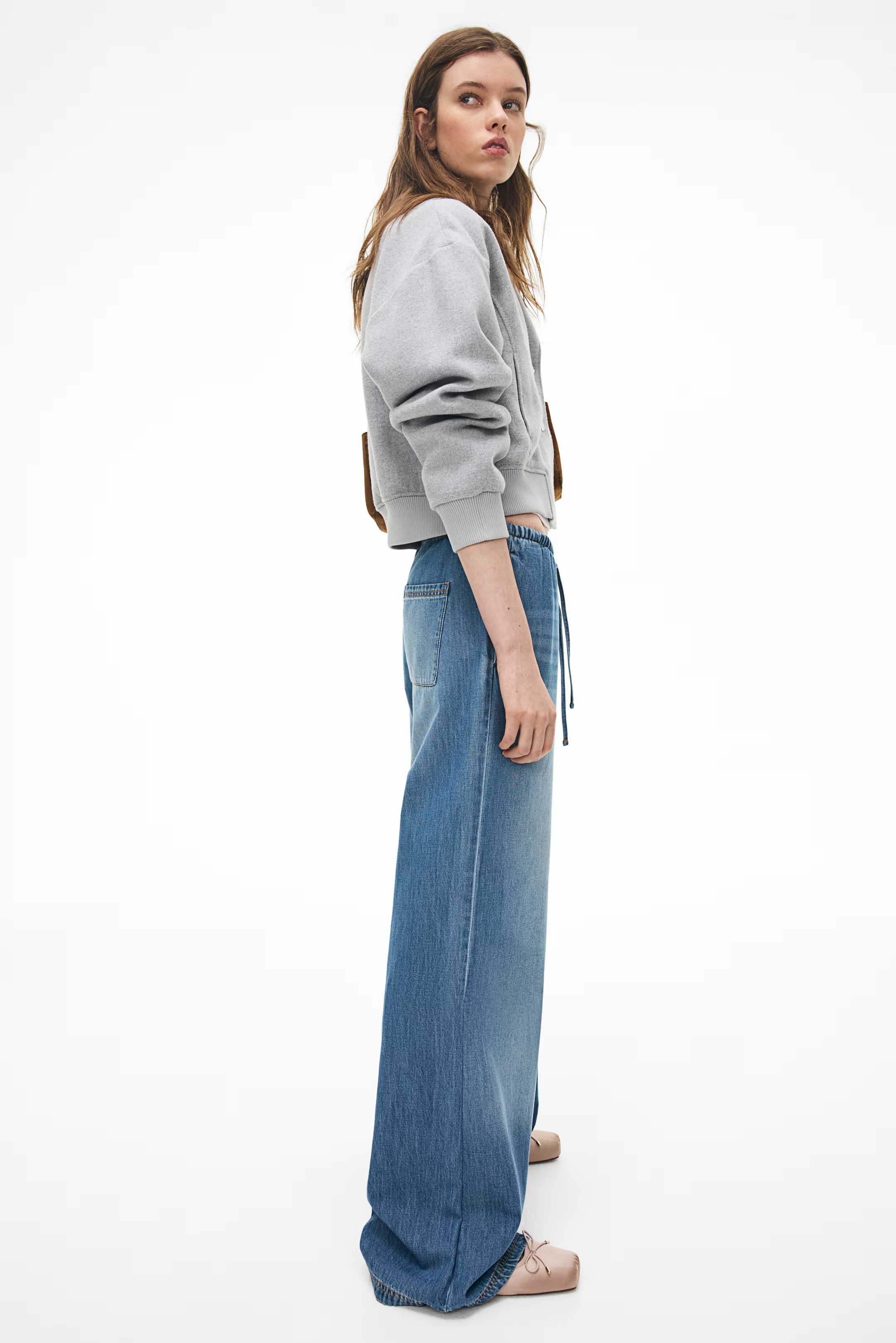 Denim Drawstring Pants - Light gray - Ladies | H&M US | H&M (US + CA)