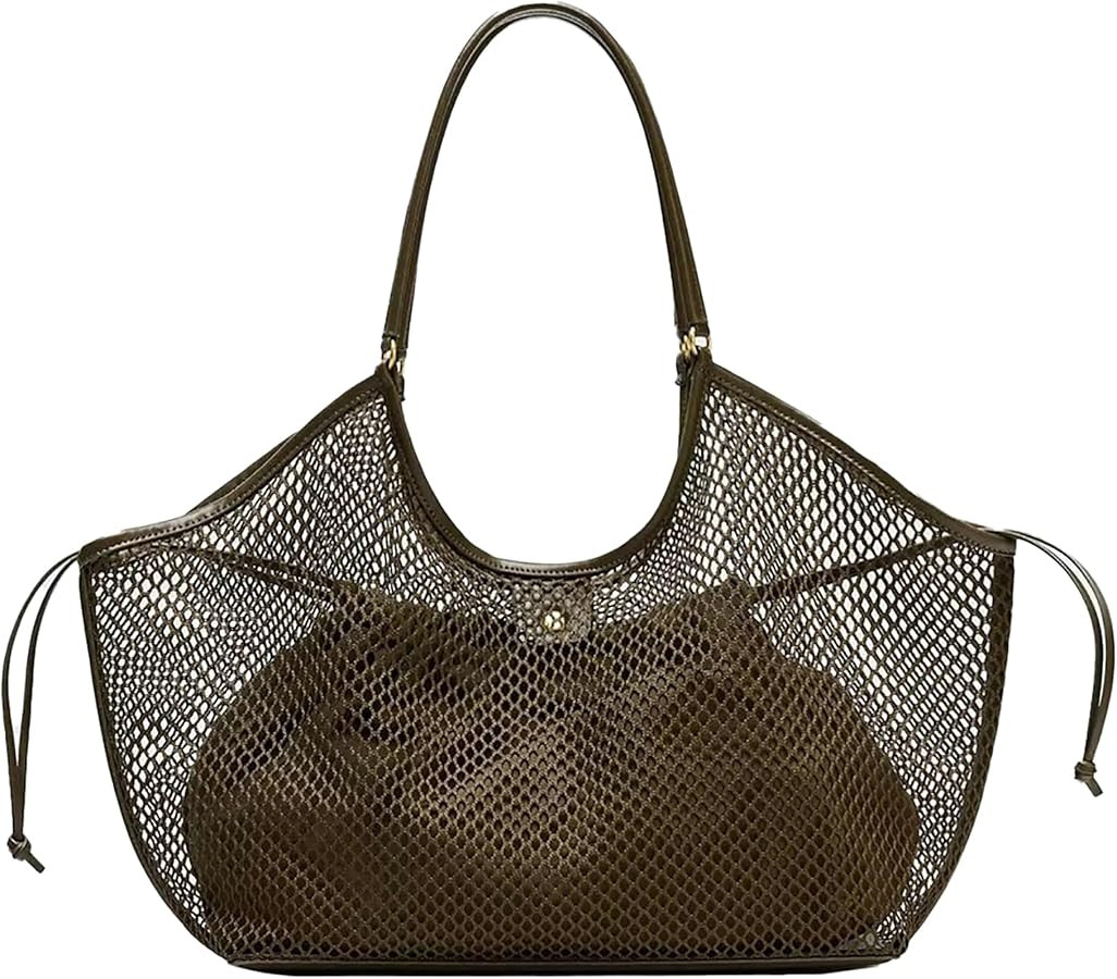 Large Mesh Hobo for Women Summer Beach Bag with Inner Bag Large Tote Elegant Purses for Vacation ... | Amazon (US)