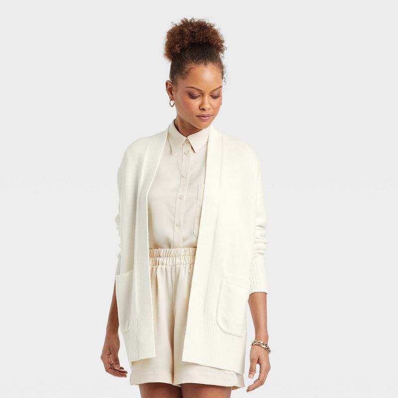 Women's Essential Open-Front Cardigan - A New Day™ Cream | Target