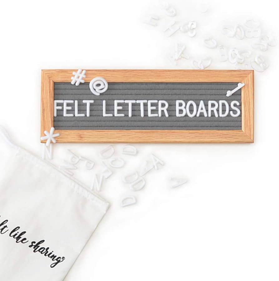Small Felt Letter Board with Letters and Numbers, Message Board W/Oak Frame, 10 x 3.5 Inches, Cha... | Amazon (US)