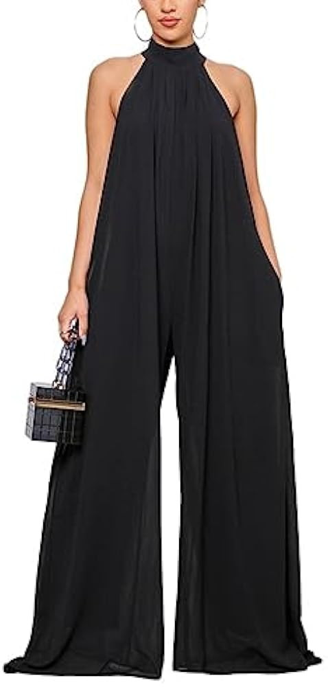 Women's European American Solid Color Loose Jumpsuit,Loose Sleeveless Stretch Jumpsuit,Relaxed Li... | Amazon (US)