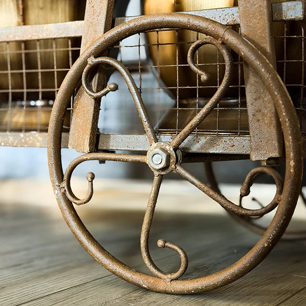 2-Tier A-Frame Rolling Garden Cart with Wire Basket - Decor Steals | Decor Steals