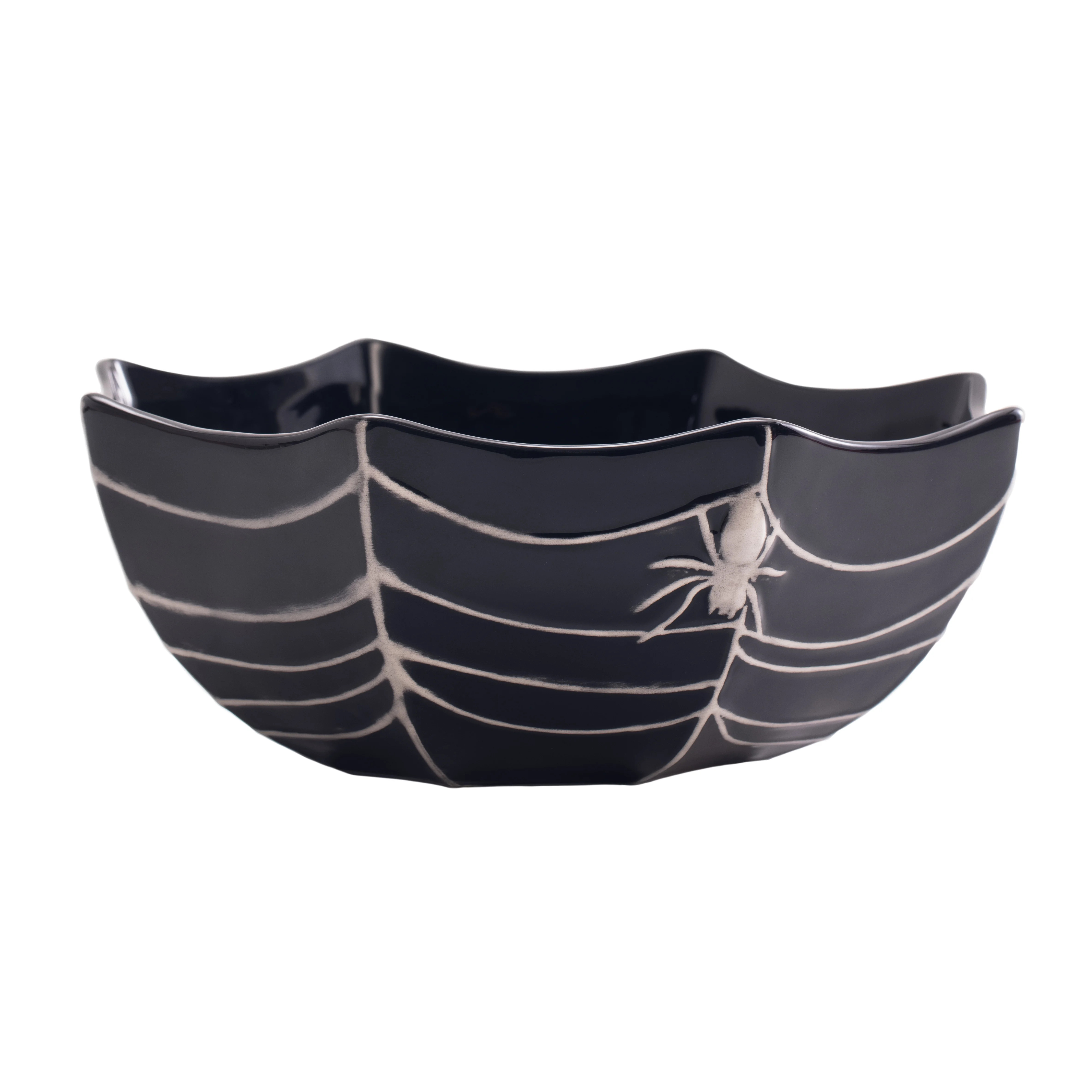 Bico Halloween Spider Web 9.5 inch Black Candy Ceramic Serving Bowl, for treats, chocolates, cook... | Walmart (US)