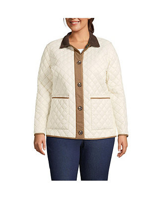 Lands' End Plus Size Reversible Barn Quilted Insulated Jacket - Macy's | Macy's
