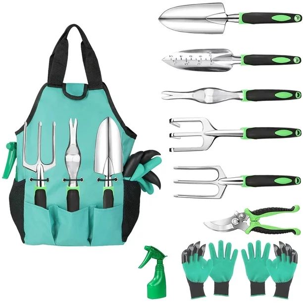 Gardening Tools Set 10 Pcs, Aluminum Garden Hand Tool Set Heavy Duty with Garden Gloves ,Trowel a... | Walmart (US)