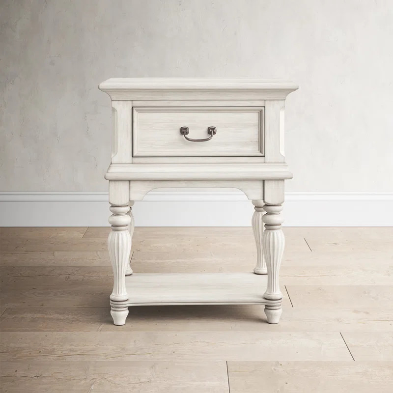 Kelton 30'' Tall 1 - Drawer Nightstand in Antique White | Wayfair North America