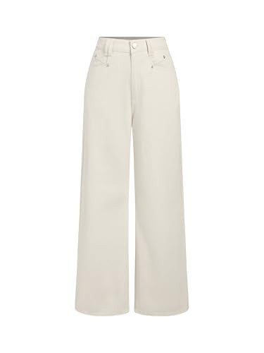 CIDER Jeans for Women High Waist Wide Leg Denim Pants Straight Leg Trouser Pants Mid Waist Trendy White | Amazon (US)