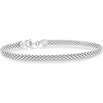 Miabella Italian 4mm Mesh Link Chain Bracelet for Women, Made in Italy | Amazon (US)