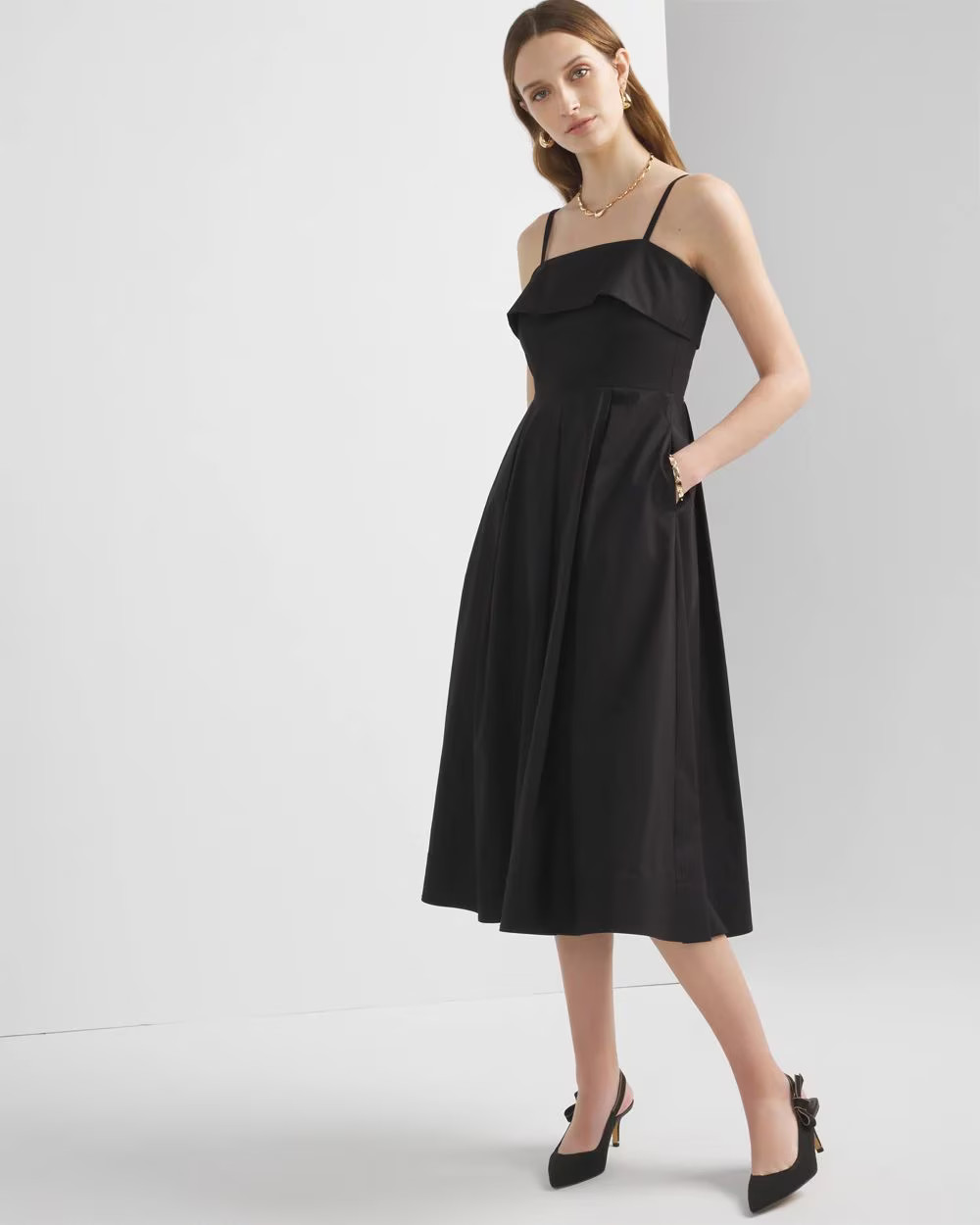 Cotton Poplin Midi Dress | White House Black Market