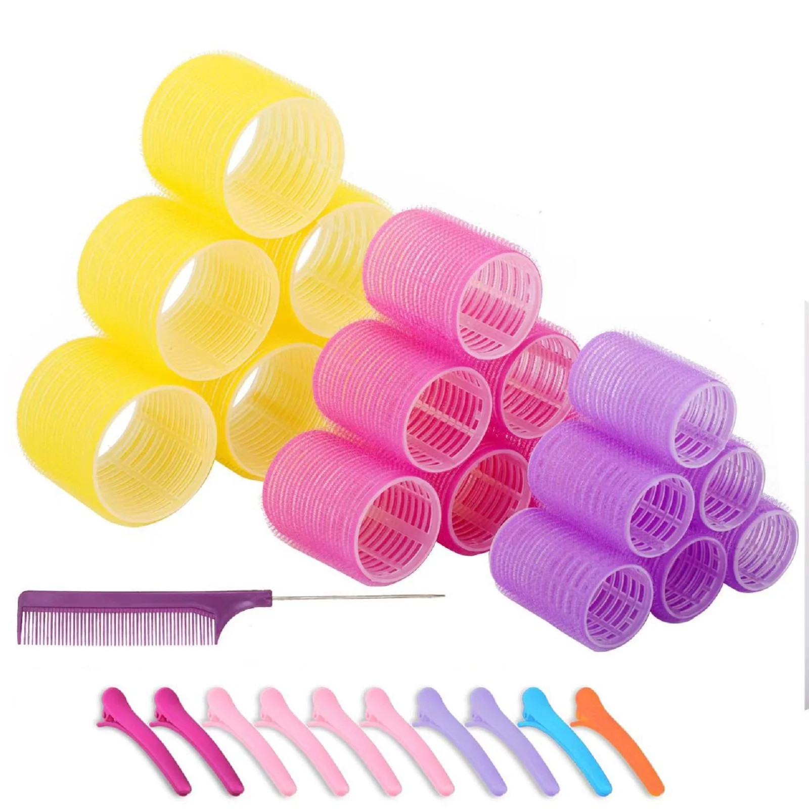 Hair Rollers, 29Pcs Self Grip Hair Rollers Curlers Set with Clips for Long Medium Short Thick Fin... | Walmart (US)