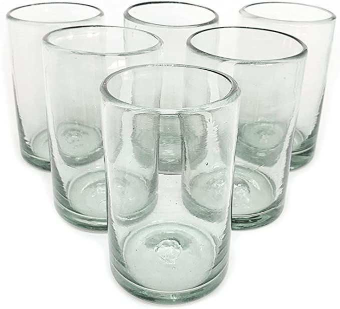 MexHandcraft Clear 14 oz Drinking Glasses (set of 6), Recycled Glass, Lead-free, Toxin-Free (Drin... | Amazon (US)
