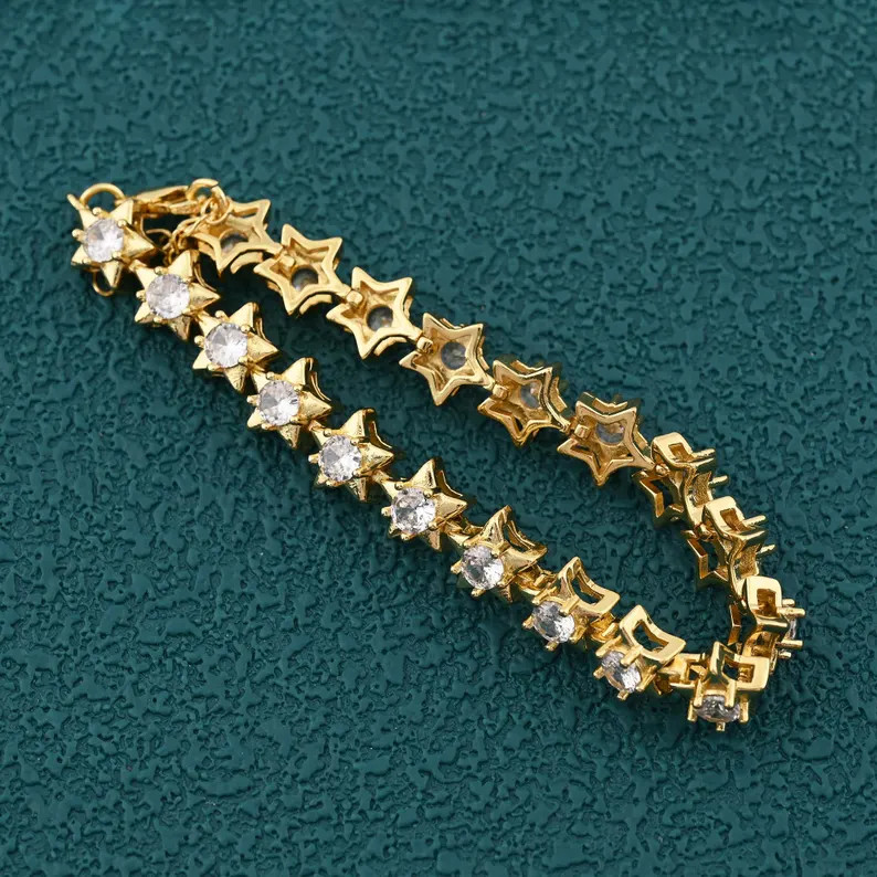 Gorgeous 18K Gold Filled Star Link Bracelet with Dazzling CZ Stones Perfect for Jewelry Collectio... | Etsy (Global)