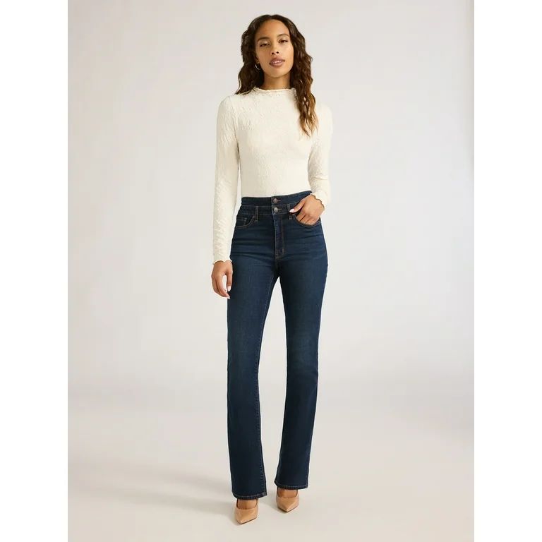 Sofia Jeans Women's Jacquard Seamlessly Smoothing Bodysuit with Long Sleeves, Sizes XS-XXL | Walmart (US)