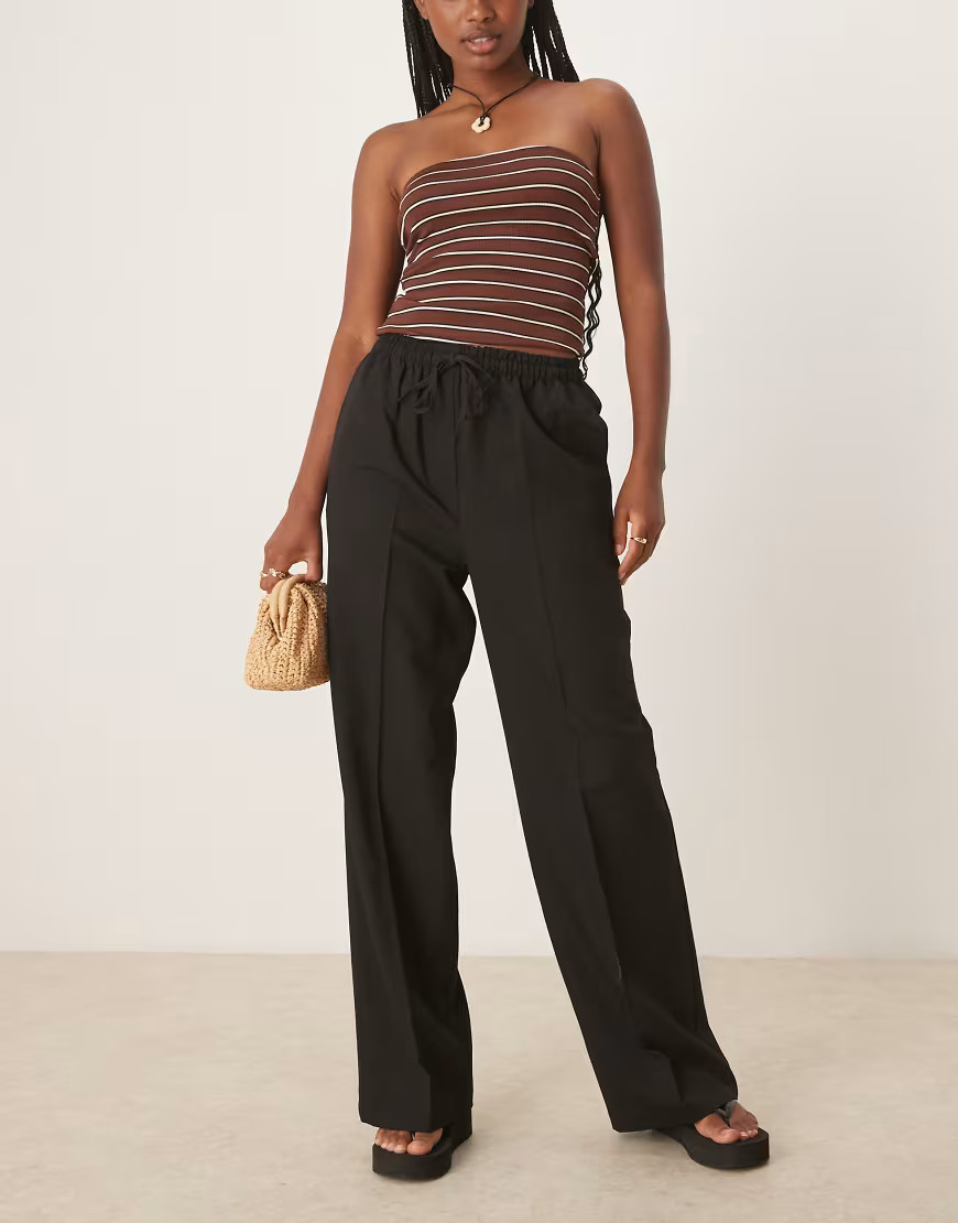 ASOS DESIGN tailored pull on pants in black | ASOS (Global)